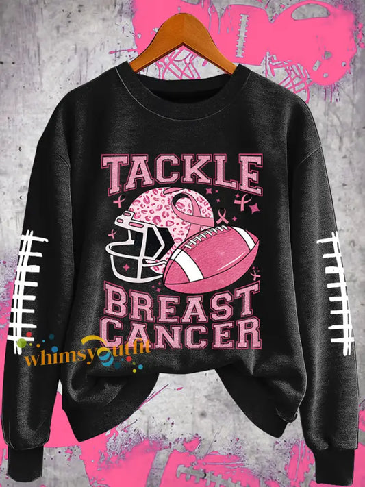 Women’s Football combines with breast cancer Regular Sweatshirt Black / S