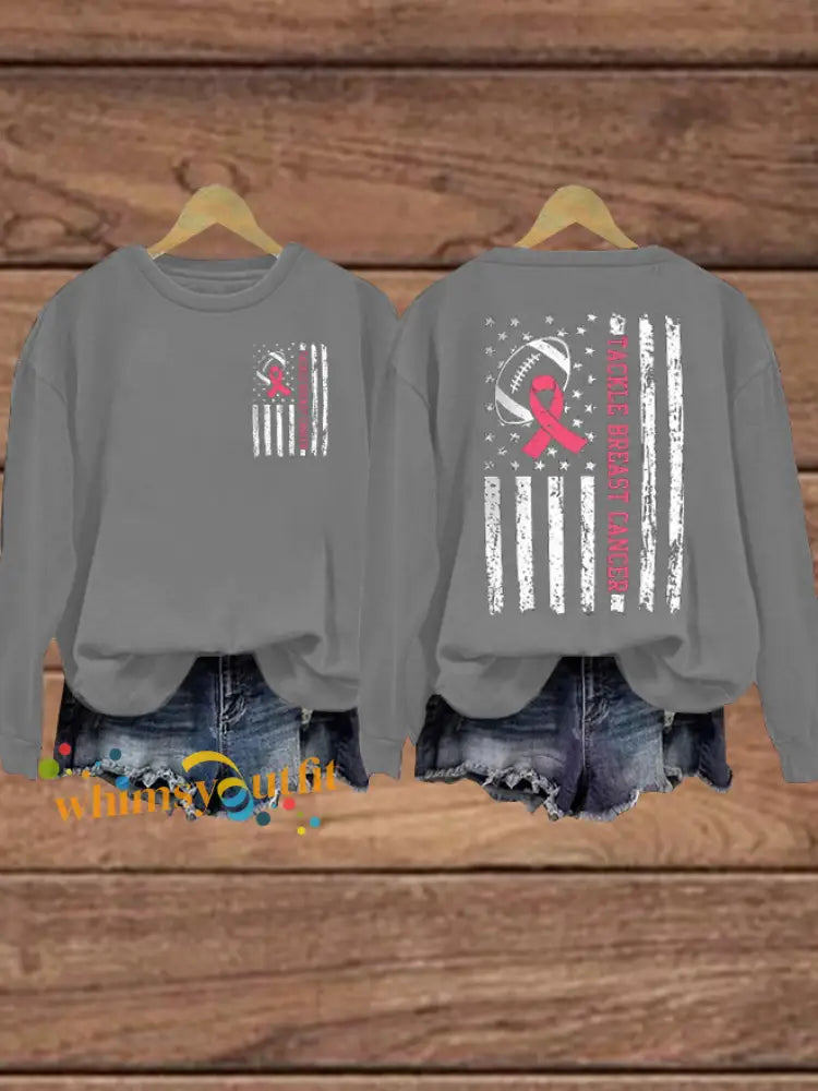 Women’s Football combines with breast cancer Regular Sweatshirt Gray / S