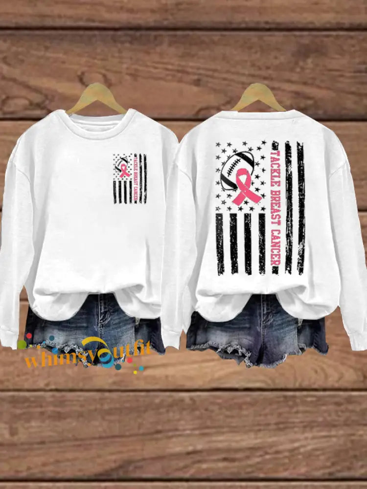 Women’s Football combines with breast cancer Regular Sweatshirt White / S