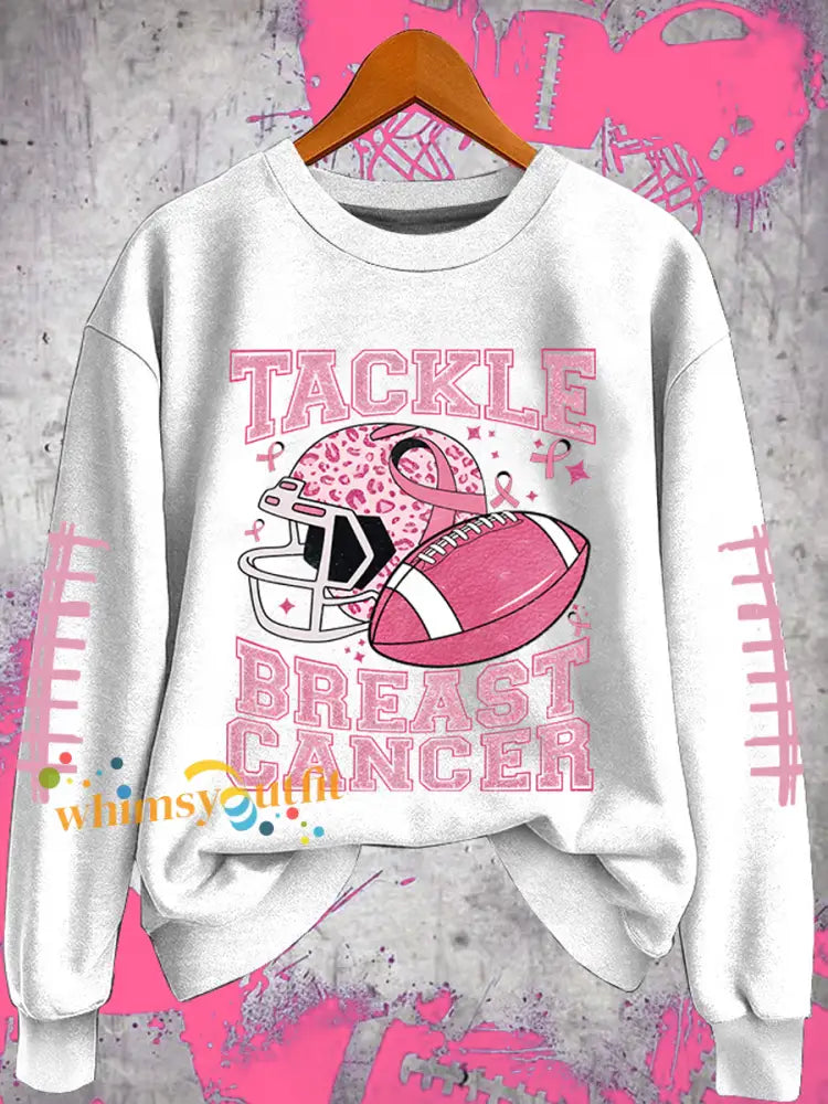 Women’s Football combines with breast cancer Regular Sweatshirt White / S