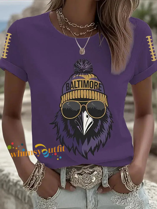 Women’s Football Fans Lovers Gameday Casual Short Sleeve T shirt Purple / S