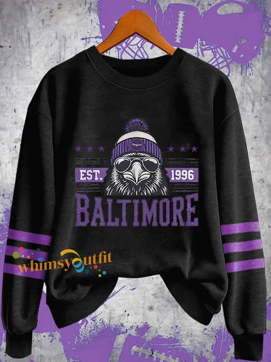 Women’s Football Fans Lovers Gameday Casual Sweatshirt Black / S