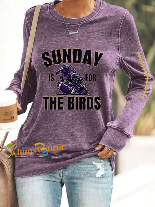 Women’s Football Fans Lovers Gameday Casual Sweatshirt Purple / S