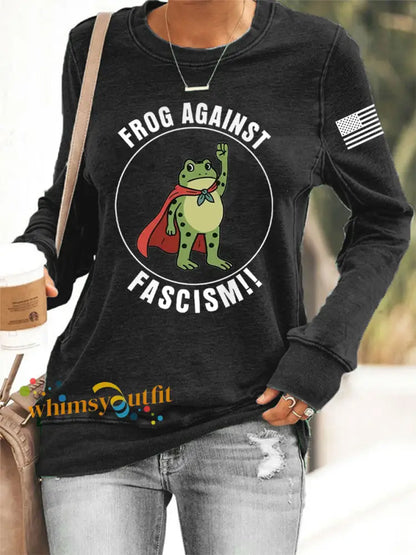 Women’s Frog Against Fascism Sweatshirt Black / S