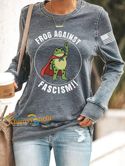 Women’s Frog Against Fascism Sweatshirt Gray / S