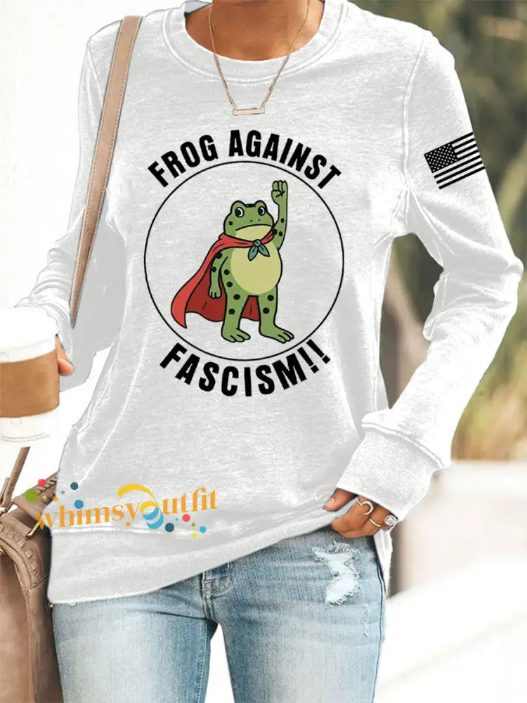 Women’s Frog Against Fascism Sweatshirt White / S