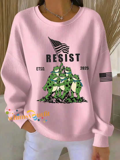 Women’s Frog Resist ETSD 2025 Ribbed Round-Neck Sweatshirt Pink / S