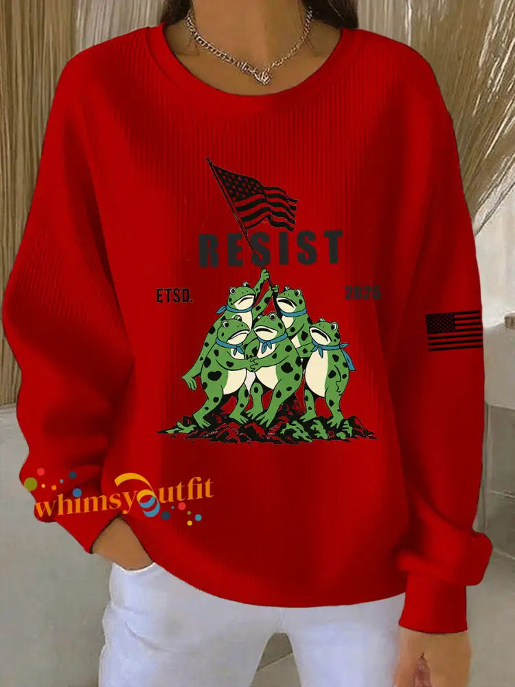 Women’s Frog Resist ETSD 2025 Ribbed Round-Neck Sweatshirt Red / S