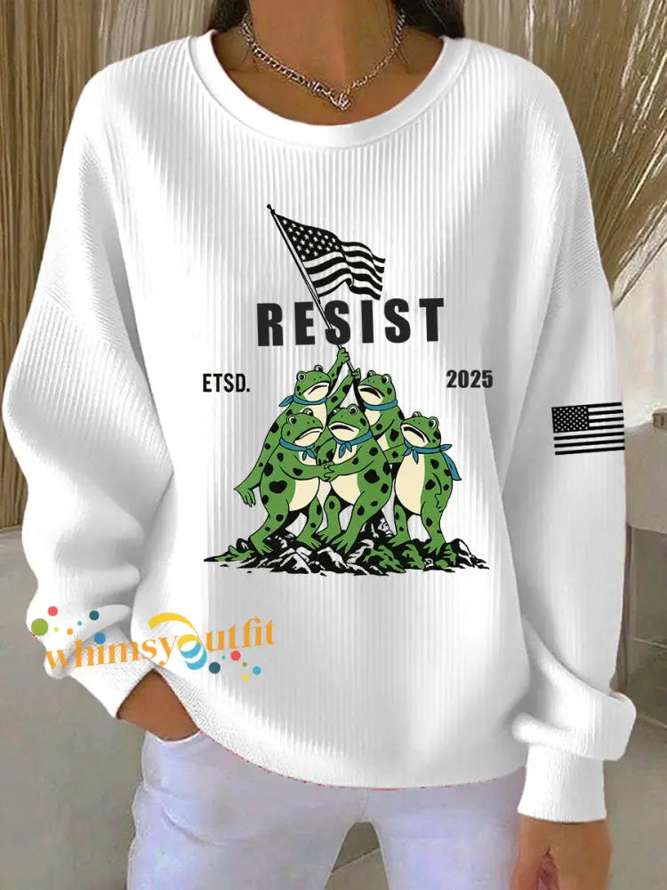Women’s Frog Resist ETSD 2025 Ribbed Round-Neck Sweatshirt White / S