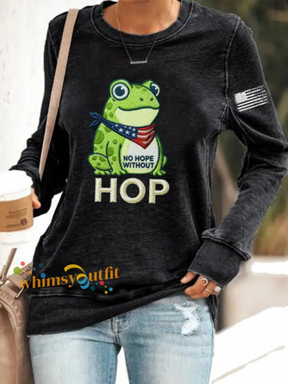 Women’s Frog Resist No Hope Without Hop Printed Sweatshirt Black / S
