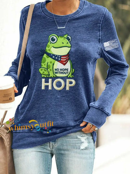 Women’s Frog Resist No Hope Without Hop Printed Sweatshirt Blue / S