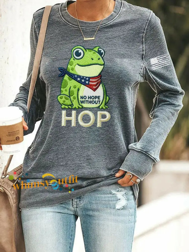 Women’s Frog Resist No Hope Without Hop Printed Sweatshirt Gray / S