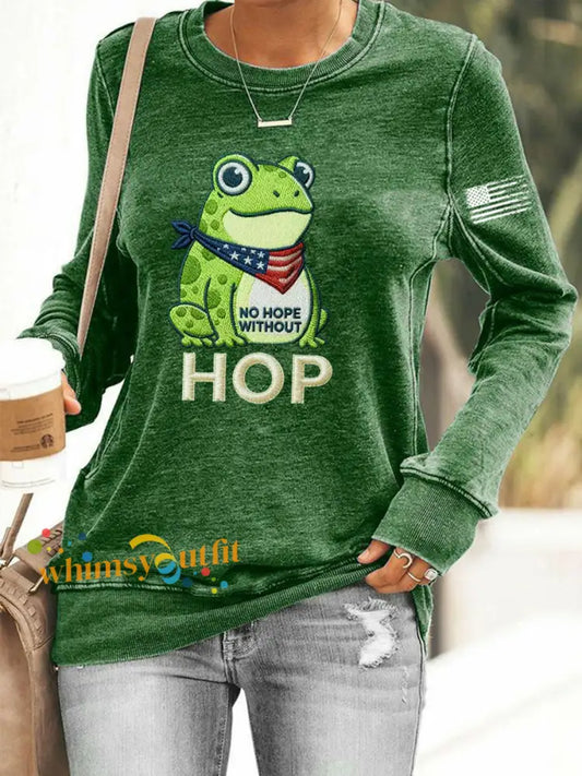 Women’s Frog Resist No Hope Without Hop Printed Sweatshirt Green / S
