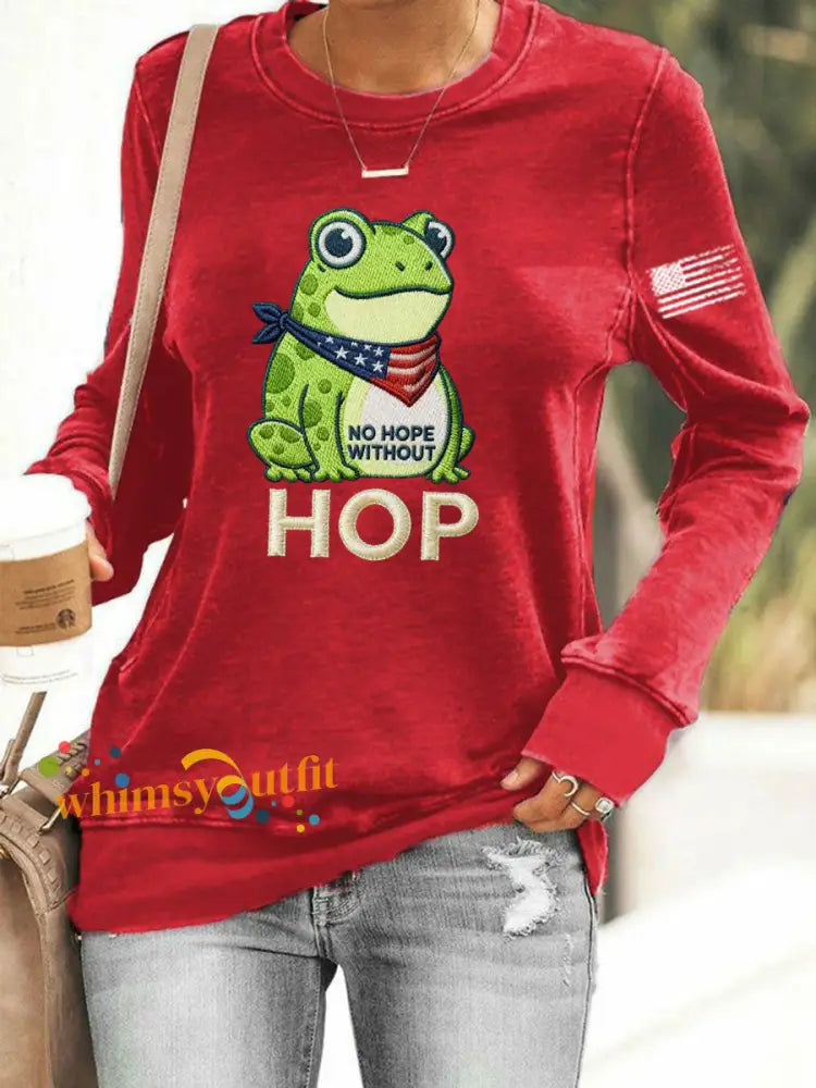 Women’s Frog Resist No Hope Without Hop Printed Sweatshirt Red / S