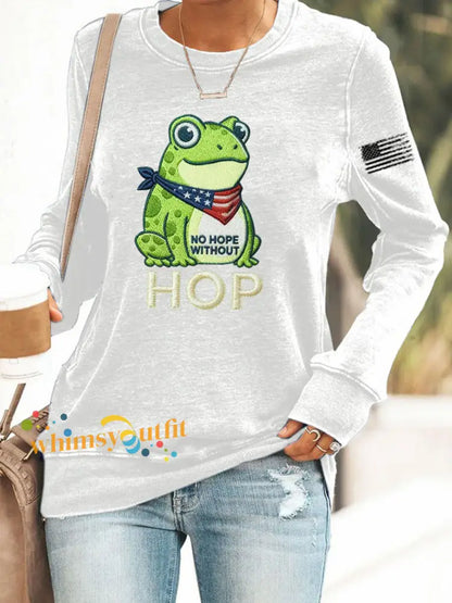 Women’s Frog Resist No Hope Without Hop Printed Sweatshirt White / S