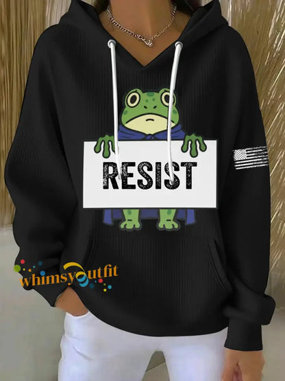 Women’s Frog Resist Printed Hoodie Black / S