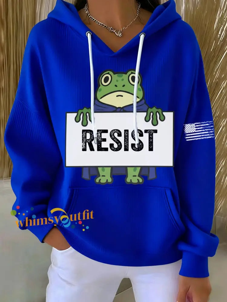 Women’s Frog Resist Printed Hoodie Blue / S