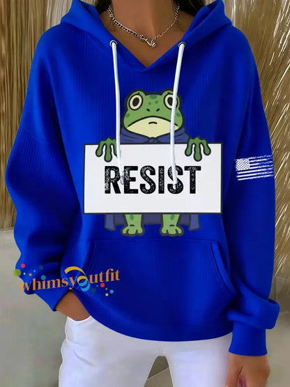 Women’s Frog Resist Printed Hoodie Blue / S
