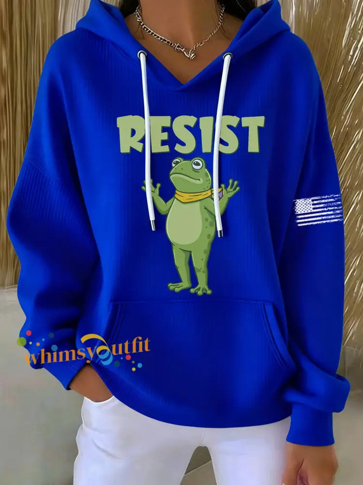 Women’s Frog Resist Printed Hoodie Blue / S