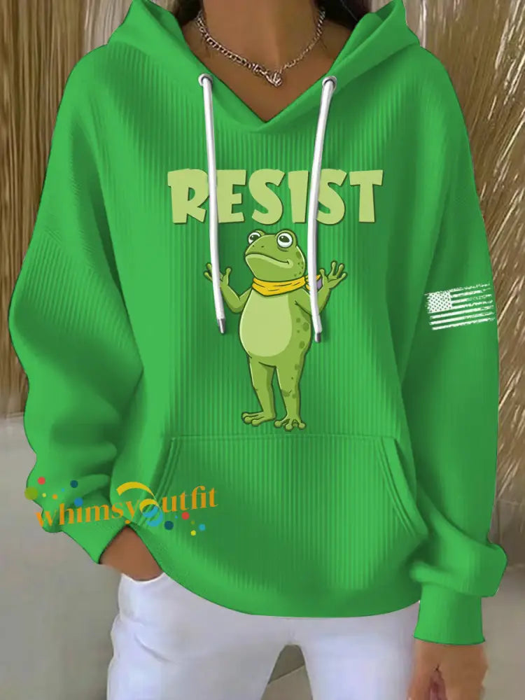 Women’s Frog Resist Printed Hoodie Green / S