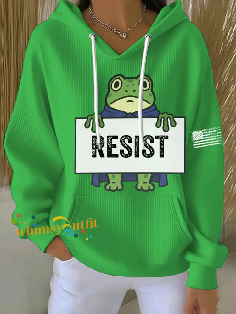 Women’s Frog Resist Printed Hoodie Green / S