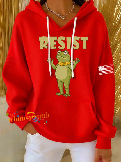 Women’s Frog Resist Printed Hoodie Red / S