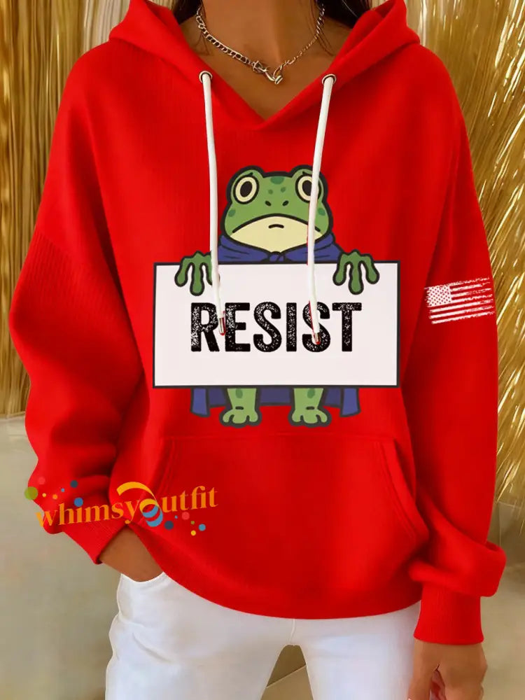 Women’s Frog Resist Printed Hoodie Red / S