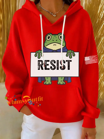 Women’s Frog Resist Printed Hoodie Red / S