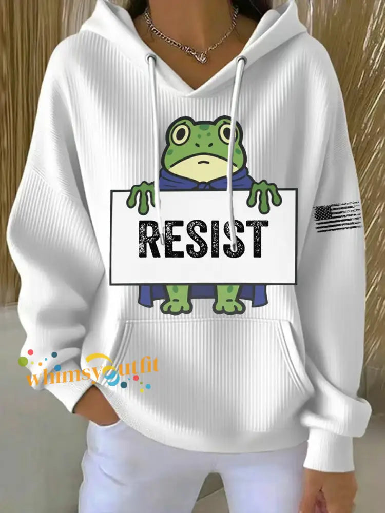 Women’s Frog Resist Printed Hoodie White / S