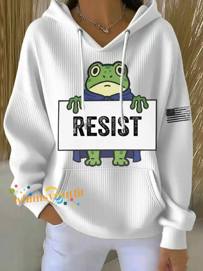 Women’s Frog Resist Printed Hoodie White / S