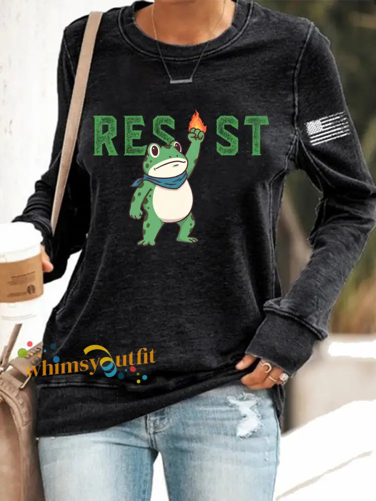 Women’s Frog Resist Printed Sweatshirt Black / S