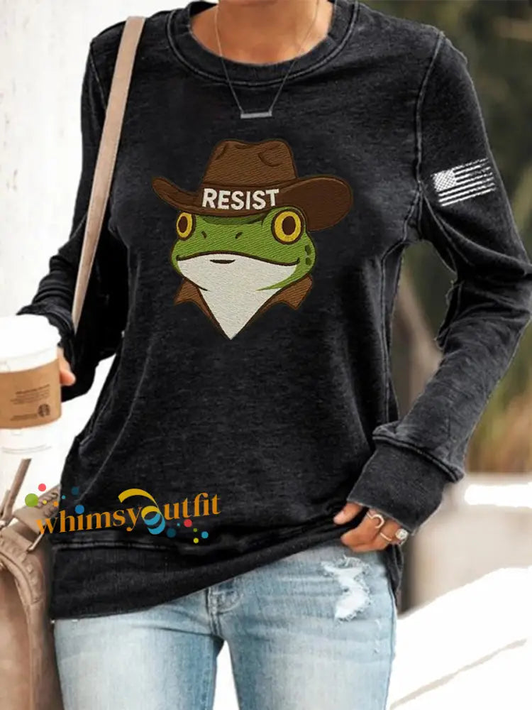 Women’s Frog Resist Printed Sweatshirt Black / S