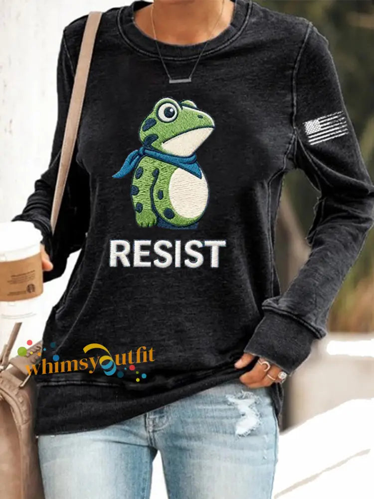 Women’s Frog Resist Printed Sweatshirt Black / S