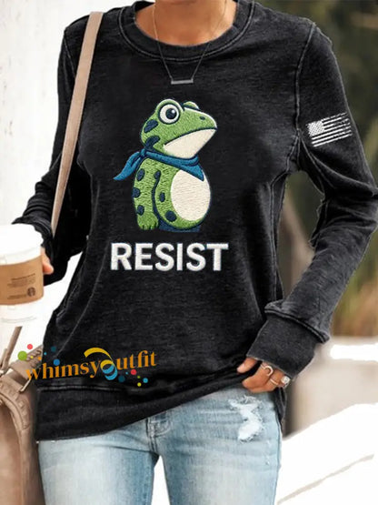 Women’s Frog Resist Printed Sweatshirt Black / S