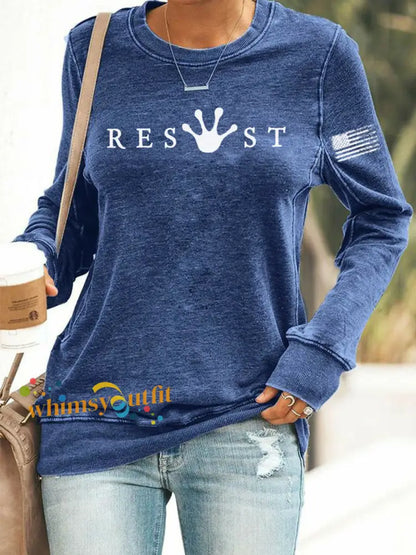 Women’s Frog Resist Printed Sweatshirt Blue / S
