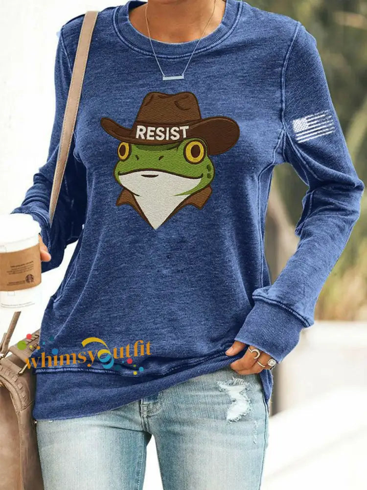 Women’s Frog Resist Printed Sweatshirt Blue / S