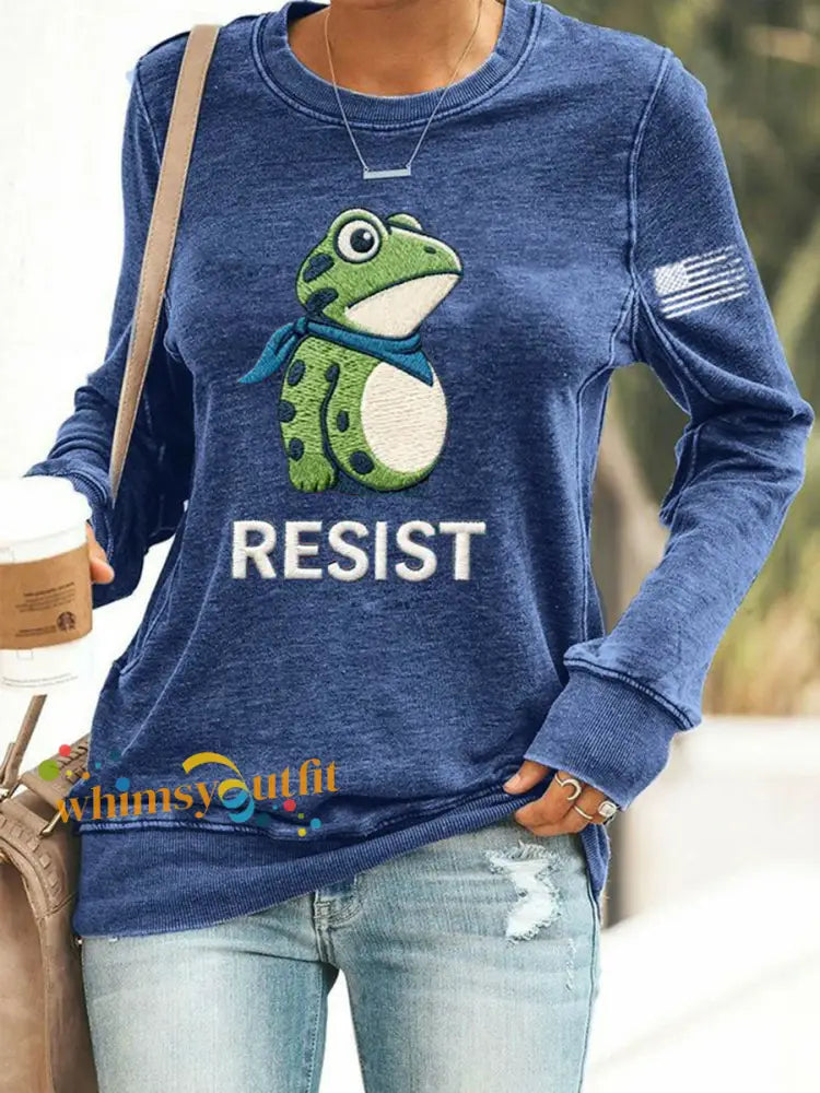 Women’s Frog Resist Printed Sweatshirt Blue / S