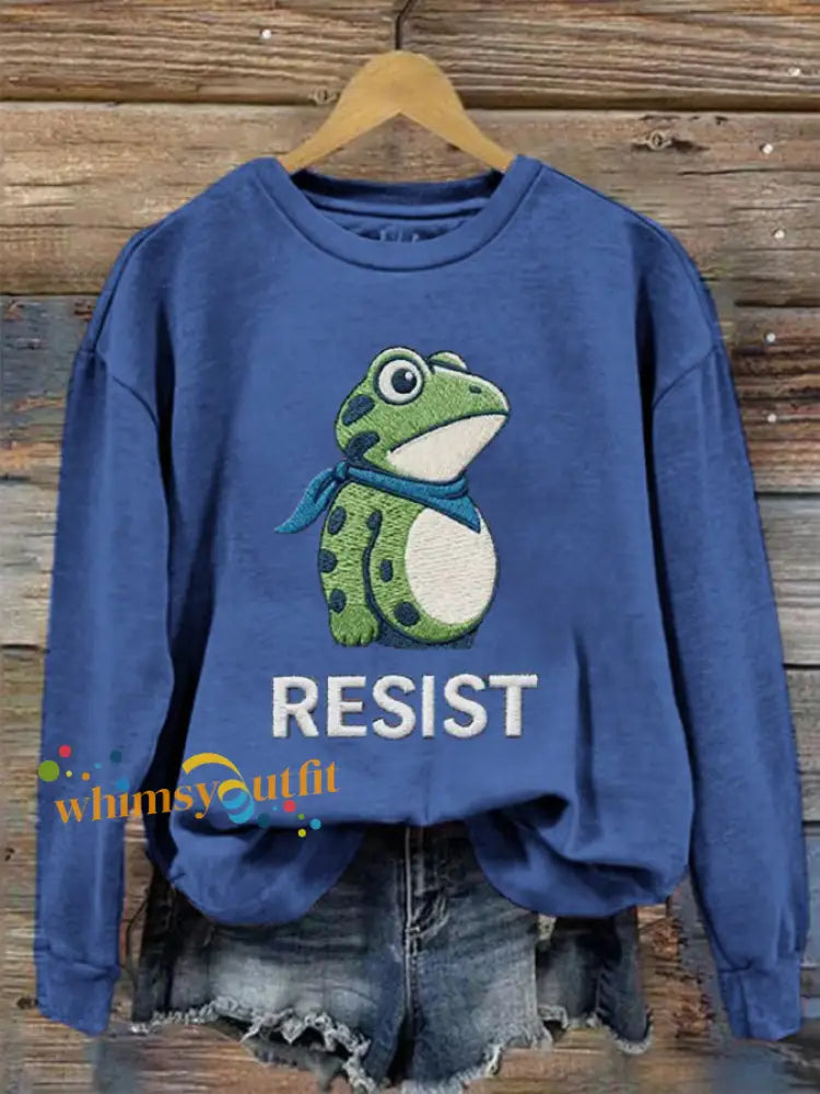 Women’s Frog Resist Printed Sweatshirt Blue / S