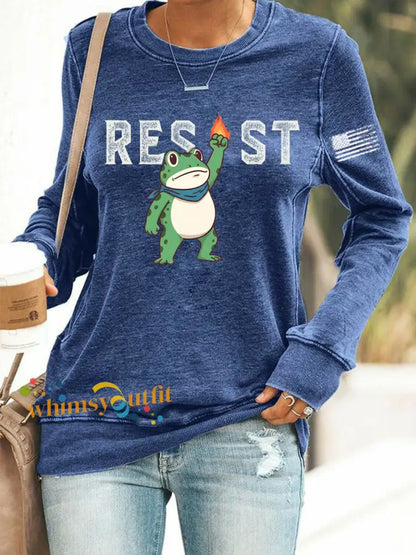 Women’s Frog Resist Printed Sweatshirt Blue / S