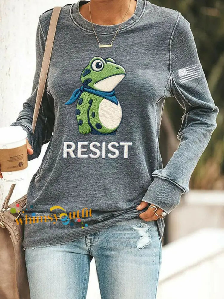 Women’s Frog Resist Printed Sweatshirt Gray / S