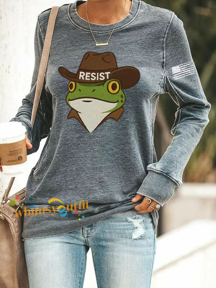 Women’s Frog Resist Printed Sweatshirt Gray / S