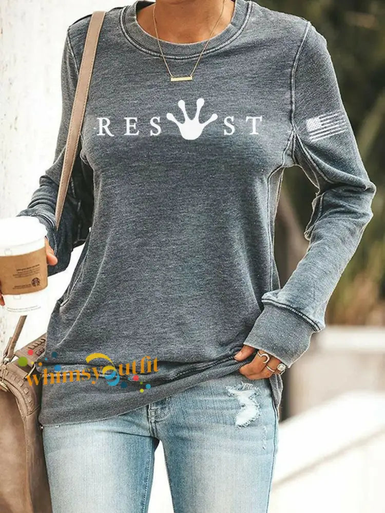 Women’s Frog Resist Printed Sweatshirt Gray / S