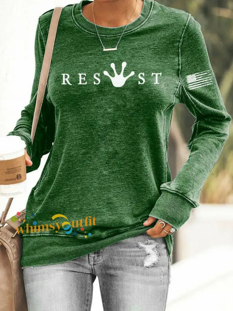 Women’s Frog Resist Printed Sweatshirt Green / S
