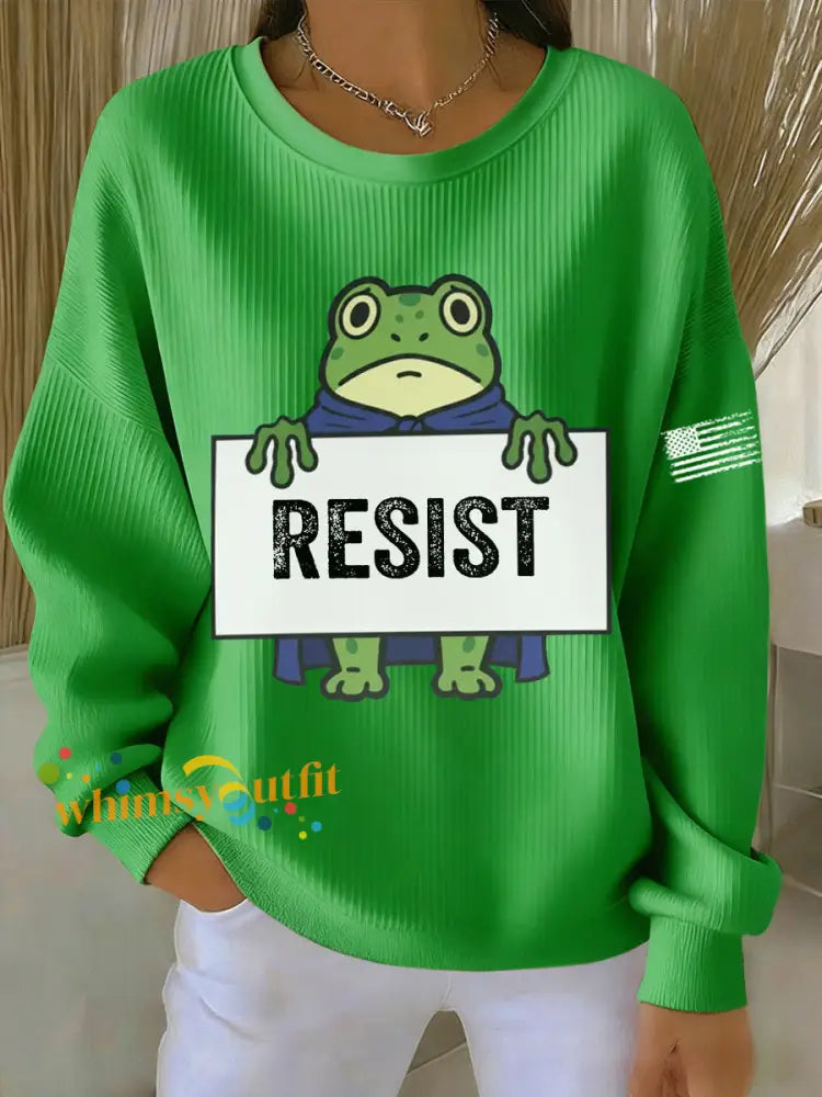 Women’s Frog Resist Printed Sweatshirt Green / S