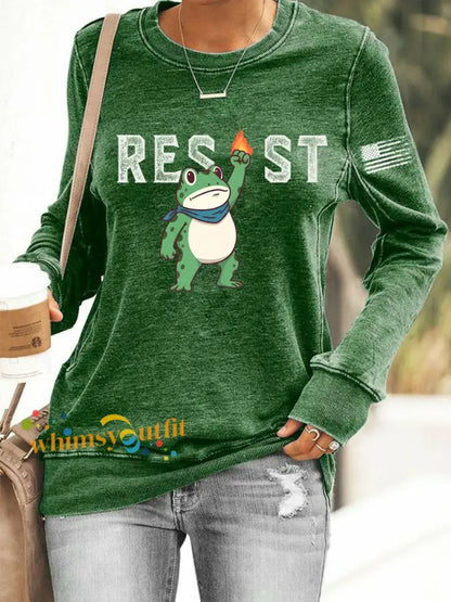 Women’s Frog Resist Printed Sweatshirt Green / S