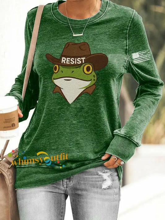 Women’s Frog Resist Printed Sweatshirt Green / S