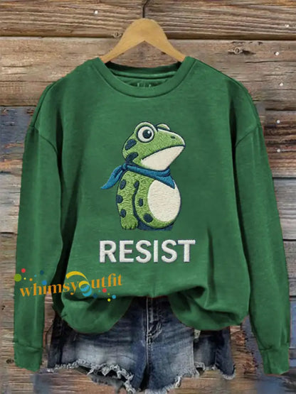 Women’s Frog Resist Printed Sweatshirt Green / S
