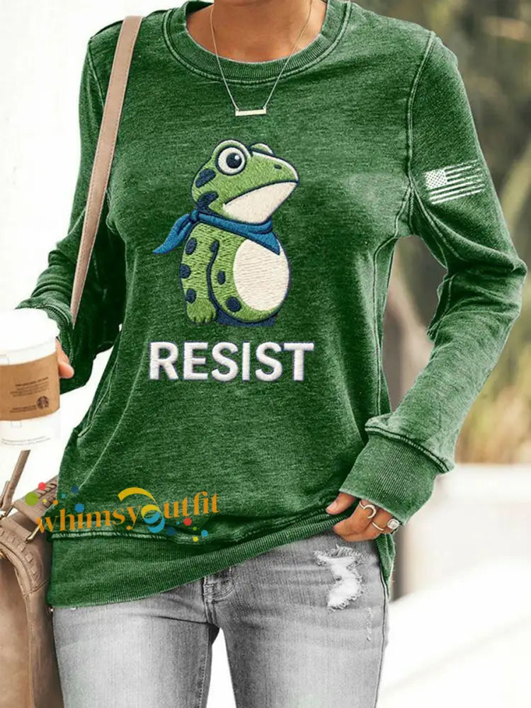 Women’s Frog Resist Printed Sweatshirt Green / S