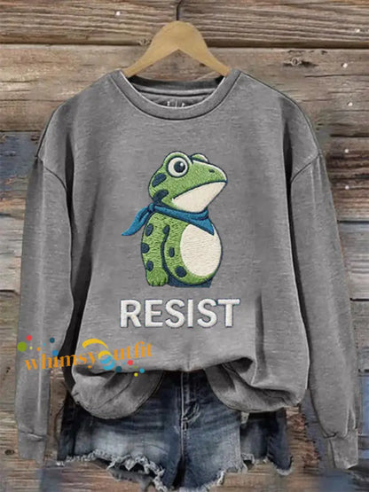 Women’s Frog Resist Printed Sweatshirt Light Gray / S