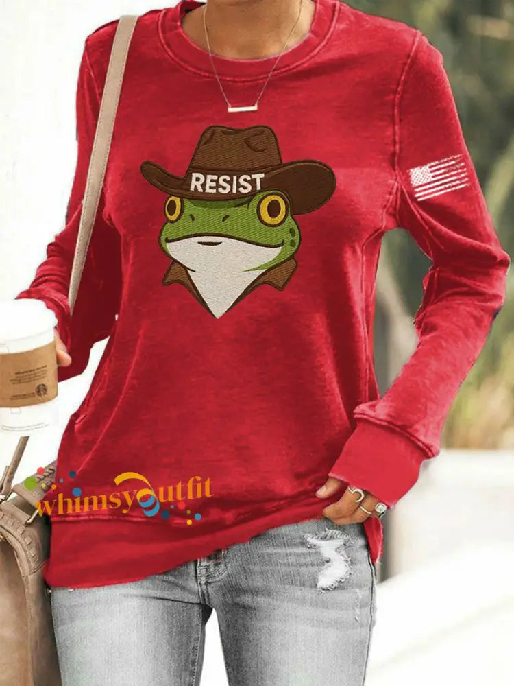 Women’s Frog Resist Printed Sweatshirt Red / S